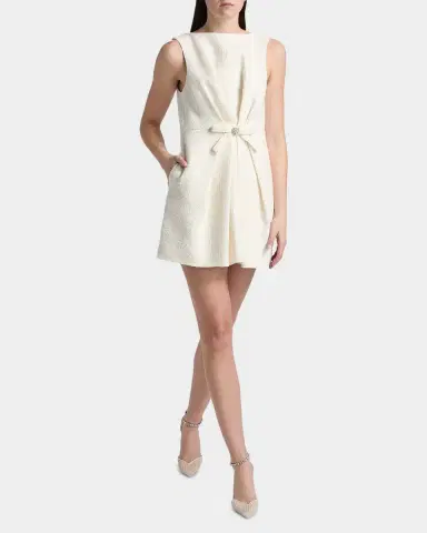 Cinq à Sept Marista Gathered Bow Tweed Minidress | Thumbnail 2 Cinq à Sept Marista Gathered Bow Tweed Minidress | Thumbnail 2