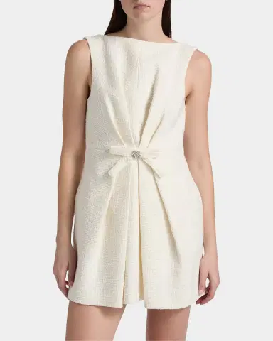 Cinq à Sept Marista Gathered Bow Tweed Minidress | Thumbnail 4 Cinq à Sept Marista Gathered Bow Tweed Minidress | Thumbnail 4