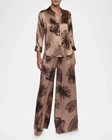 L'AGENCE Dani Leaf-Print Silk Charmeuse Blouse | Thumbnail 2 L'AGENCE Dani Leaf-Print Silk Charmeuse Blouse | Thumbnail 2