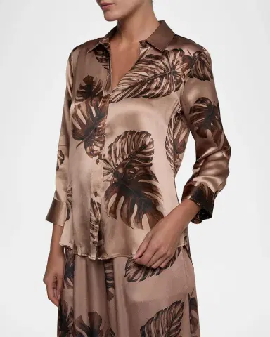 L'AGENCE Dani Leaf-Print Silk Charmeuse Blouse | Thumbnail 5 L'AGENCE Dani Leaf-Print Silk Charmeuse Blouse | Thumbnail 5