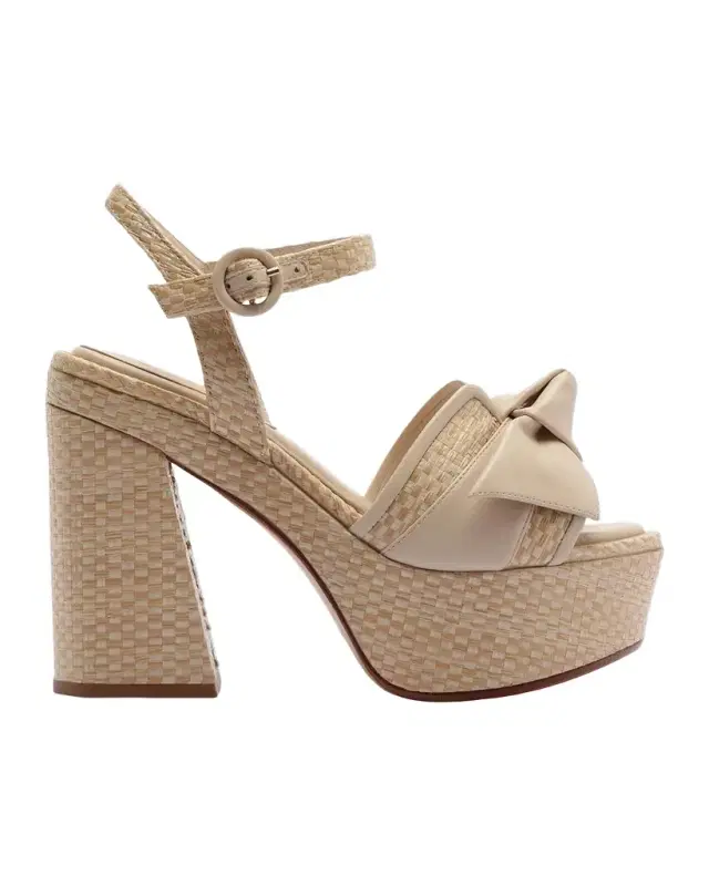 Maxi Clarita Flare 120MM Raffia & Leather Platform Sandals