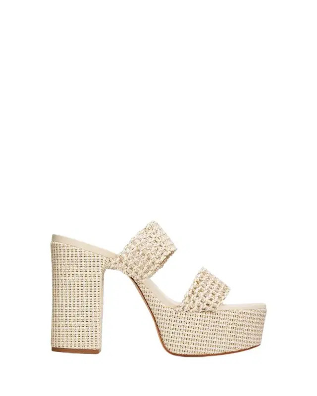Schutz Aberdeen 0MM Leather & Raffia Platform Sandals