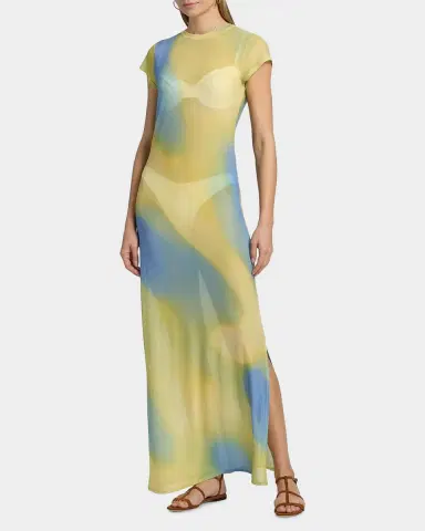 Simkhai Fia Printed Mesh Cover-Up Maxi Dress | Thumbnail 2