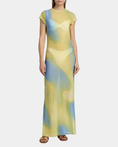 Simkhai Fia Printed Mesh Cover-Up Maxi Dress | Thumbnail 4