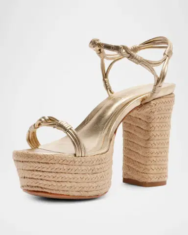 Schutz 100mm Nara Metallic Leather Espadrille Platform Sandals | Thumbnail 4 Schutz 100mm Nara Metallic Leather Espadrille Platform Sandals | Thumbnail 4