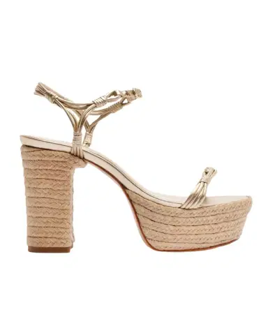 Schutz 100mm Nara Metallic Leather Espadrille Platform Sandals | Thumbnail 1 Schutz 100mm Nara Metallic Leather Espadrille Platform Sandals | Thumbnail 1
