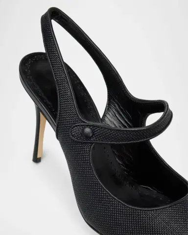Manolo Blahnik 90mm Camparisli Raffia Slingback Pumps | Thumbnail 4