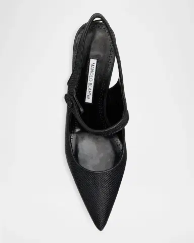 Manolo Blahnik 90mm Camparisli Raffia Slingback Pumps | Thumbnail 5