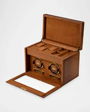 Wolf Brogue Double Watch Winder with Storage | Thumbnail 3 Wolf Brogue Double Watch Winder with Storage | Thumbnail 3