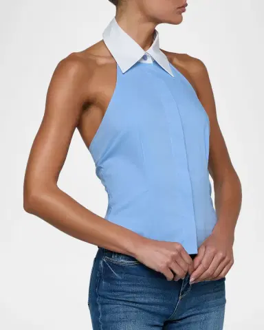 L'AGENCE Rina Cotton Poplin Collared Halter Top | Thumbnail 5 L'AGENCE Rina Cotton Poplin Collared Halter Top | Thumbnail 5