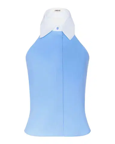 L'AGENCE Rina Cotton Poplin Collared Halter Top | Thumbnail 1 L'AGENCE Rina Cotton Poplin Collared Halter Top | Thumbnail 1