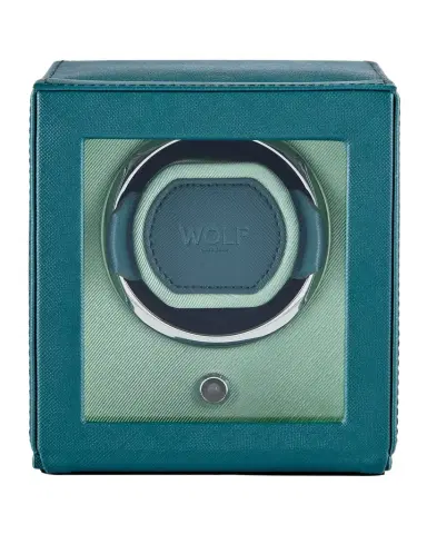 WOLF Cub Single Watch Winder with Cover, Seltzer Teal/Mint | Thumbnail 1 WOLF Cub Single Watch Winder with Cover, Seltzer Teal/Mint | Thumbnail 1