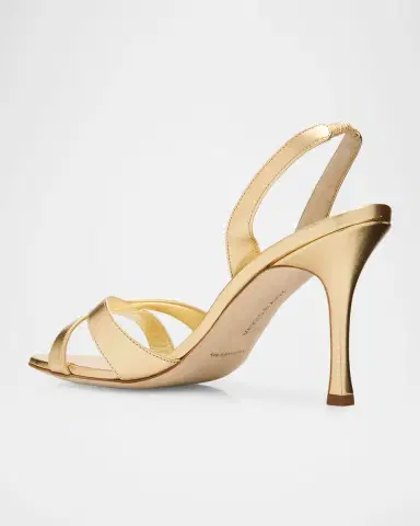 Manolo Blahnik 90mm Callasi Metallic Leather Slingback Sandals | Thumbnail 4 Manolo Blahnik 90mm Callasi Metallic Leather Slingback Sandals | Thumbnail 4