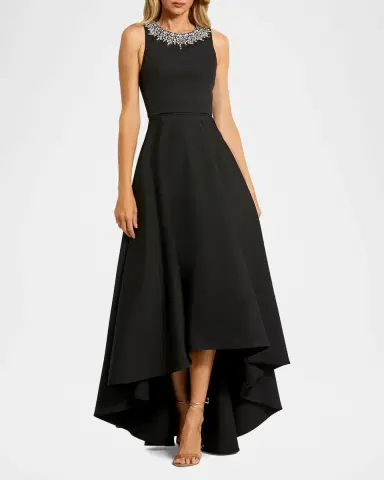 Mac Duggal Petite Jewel-Neck Sleeveless High-Low Gown | Thumbnail 2 Mac Duggal Petite Jewel-Neck Sleeveless High-Low Gown | Thumbnail 2