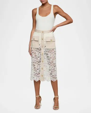 L'AGENCE Shae Floral Lace Midi Pencil Skirt | Thumbnail 2 L'AGENCE Shae Floral Lace Midi Pencil Skirt | Thumbnail 2