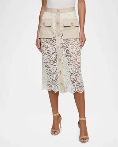 L'AGENCE Shae Floral Lace Midi Pencil Skirt | Thumbnail 4 L'AGENCE Shae Floral Lace Midi Pencil Skirt | Thumbnail 4