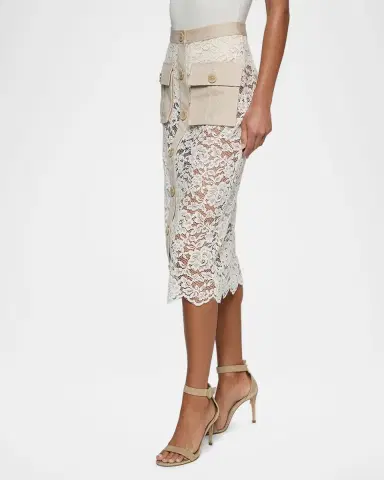 L'AGENCE Shae Floral Lace Midi Pencil Skirt | Thumbnail 6 L'AGENCE Shae Floral Lace Midi Pencil Skirt | Thumbnail 6