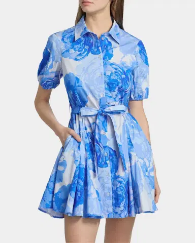 Milly Juni Printed Stretch Cotton Poplin Mini-Shirtdress | Thumbnail 4