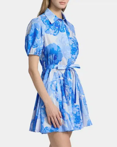 Milly Juni Printed Stretch Cotton Poplin Mini-Shirtdress | Thumbnail 7