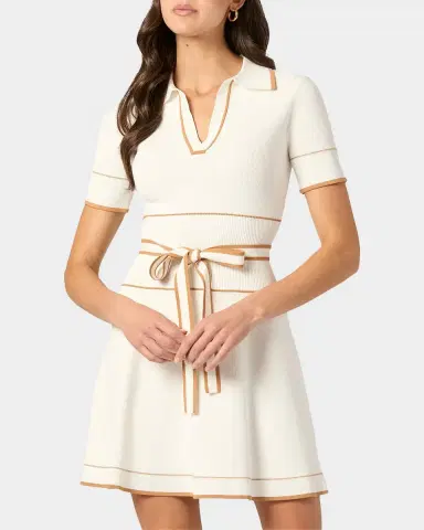 Shoshanna Maggie Tie-Waist Rib Knit Mini Dress | Thumbnail 3 Shoshanna Maggie Tie-Waist Rib Knit Mini Dress | Thumbnail 3