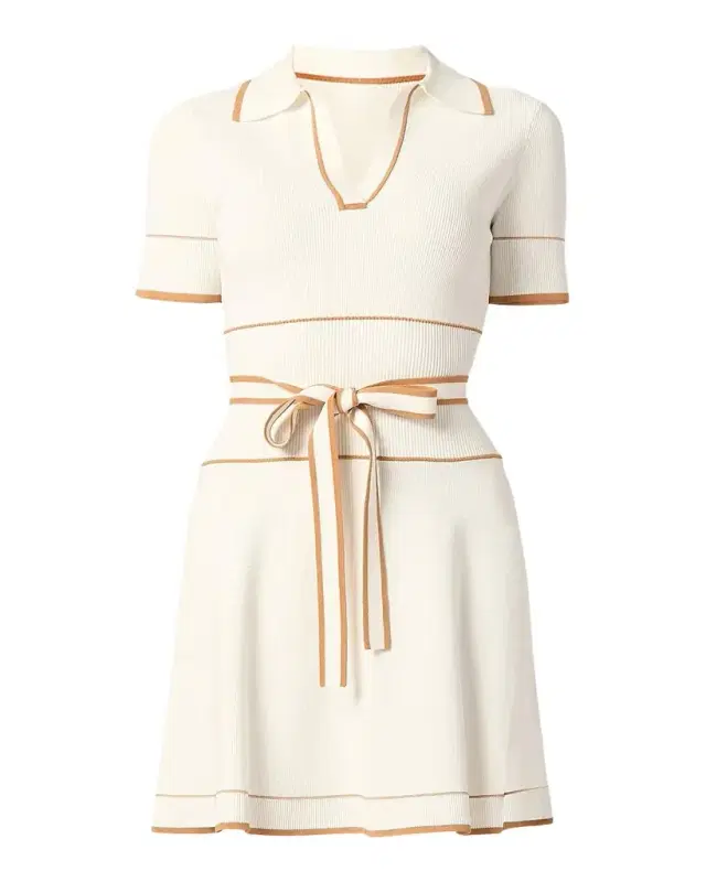 Shoshanna Maggie Tie-Waist Rib Knit Mini Dress
