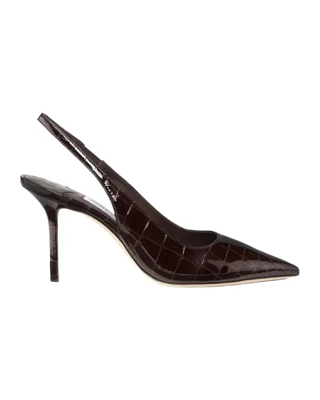Jimmy Choo Love 85MM Croc-Embossed Leather Slingback Pumps