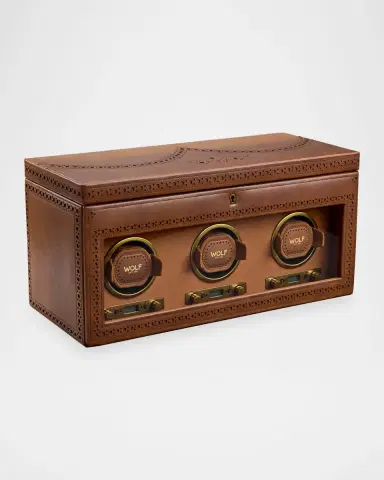 Wolf Brogue Triple Watch Winder with Storage | Thumbnail 2 Wolf Brogue Triple Watch Winder with Storage | Thumbnail 2