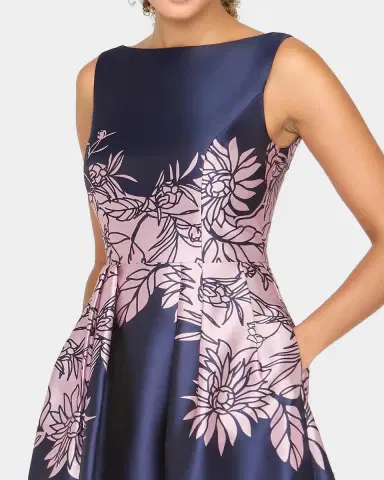 Kay Unger New York Evaline Satin Tea-Length Dress | Thumbnail 5 Kay Unger New York Evaline Satin Tea-Length Dress | Thumbnail 5