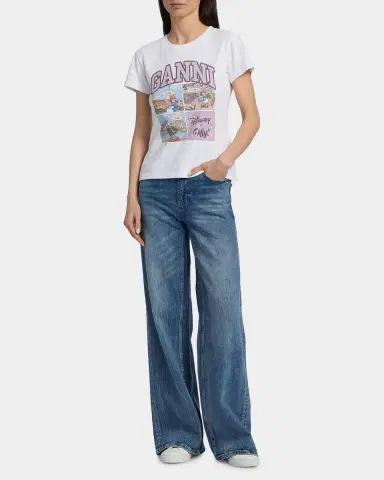 Ganni Cartoon Cotton Jersey T-Shirt | Thumbnail 2