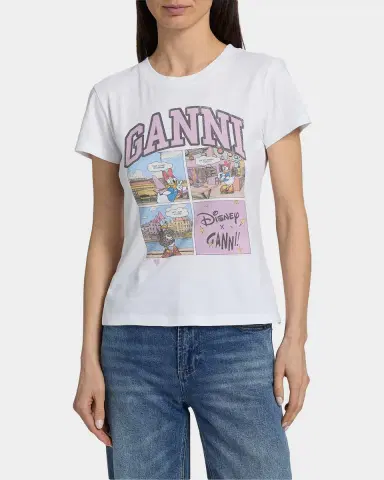 Ganni Cartoon Cotton Jersey T-Shirt | Thumbnail 4