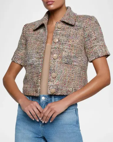 L'Agence Chita Cropped Tweed Jacket | Thumbnail 4