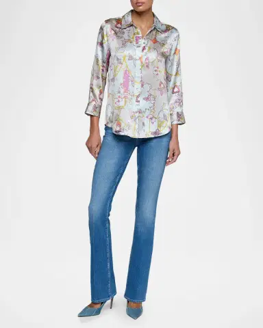 L'AGENCE Butterfly-Print Silk Charmeuse Blouse | Thumbnail 2 L'AGENCE Butterfly-Print Silk Charmeuse Blouse | Thumbnail 2
