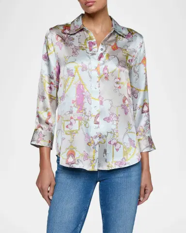 L'AGENCE Butterfly-Print Silk Charmeuse Blouse | Thumbnail 4 L'AGENCE Butterfly-Print Silk Charmeuse Blouse | Thumbnail 4
