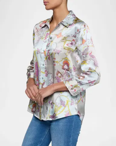L'AGENCE Butterfly-Print Silk Charmeuse Blouse | Thumbnail 5 L'AGENCE Butterfly-Print Silk Charmeuse Blouse | Thumbnail 5