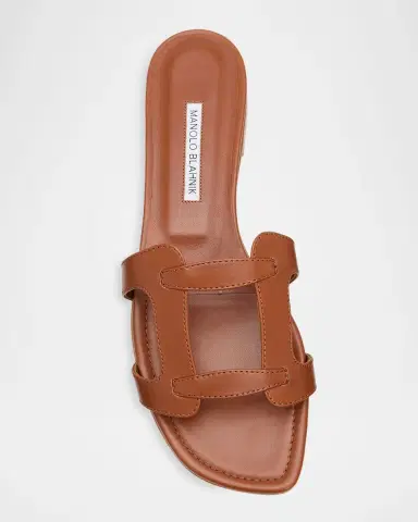 Manolo Blahnik Grellanu Leather Flat Slide Sandals | Thumbnail 5