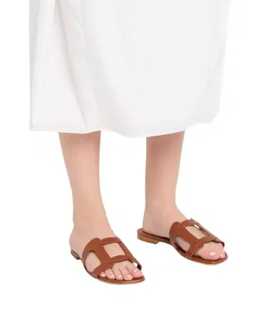 Manolo Blahnik Grellanu Leather Flat Slide Sandals | Thumbnail 1
