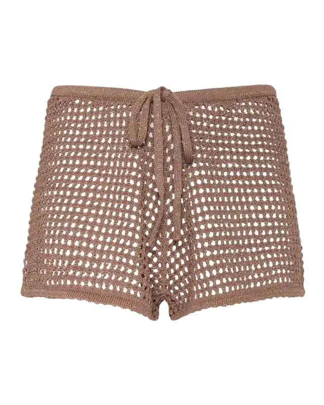 Solan Shimmer Pointelle-Knit Shorts