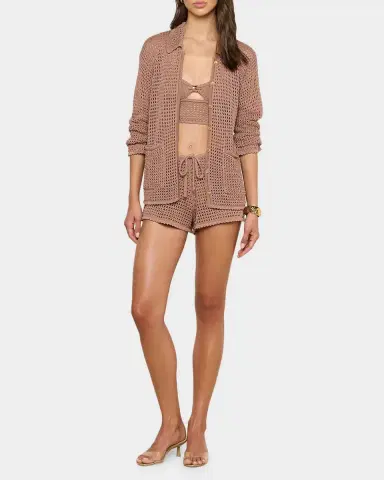 L'AGENCE Mariana Shimmer Pointelle-Knit Shirt | Thumbnail 2 L'AGENCE Mariana Shimmer Pointelle-Knit Shirt | Thumbnail 2