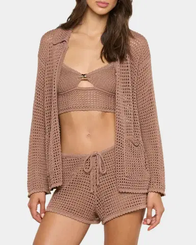 L'AGENCE Mariana Shimmer Pointelle-Knit Shirt | Thumbnail 4 L'AGENCE Mariana Shimmer Pointelle-Knit Shirt | Thumbnail 4