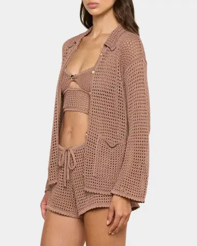 L'AGENCE Mariana Shimmer Pointelle-Knit Shirt | Thumbnail 6 L'AGENCE Mariana Shimmer Pointelle-Knit Shirt | Thumbnail 6