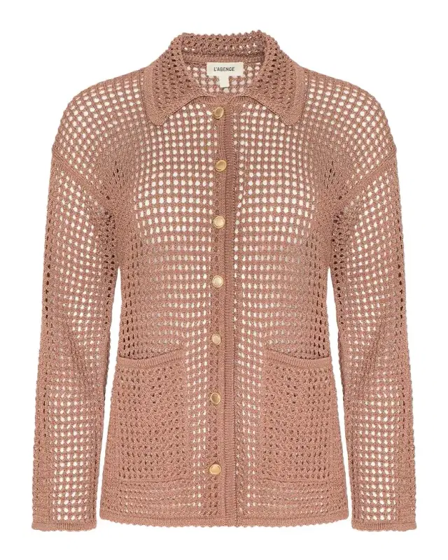 L 'Agence Mariana Shimmer Pointelle-Knit Shirt
