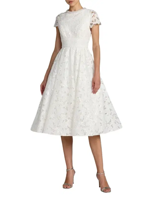 Petite Lace-Embellished Midi Dress