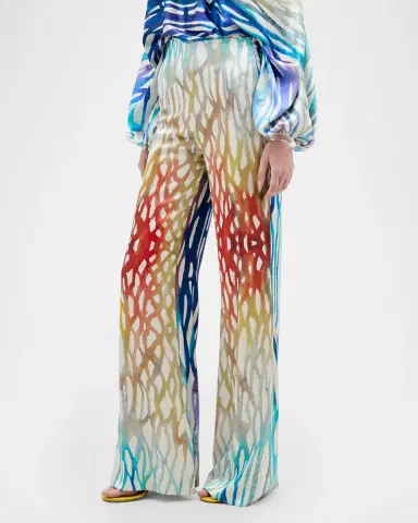 Silvia Tcherassi Andi Silk Coral Pants | Thumbnail 3