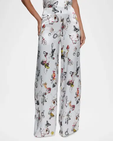 L'Agence Kimia Printed Satin Wide-Leg Pants | Thumbnail 4 L'Agence Kimia Printed Satin Wide-Leg Pants | Thumbnail 4