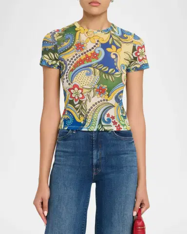 ALICE + OLIVIA Tess Crewneck Mesh Tee | Thumbnail 4 ALICE + OLIVIA Tess Crewneck Mesh Tee | Thumbnail 4