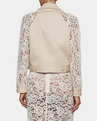 L'AGENCE Novelle Cropped Lace-Sleeve Trench Coat | Thumbnail 3 L'AGENCE Novelle Cropped Lace-Sleeve Trench Coat | Thumbnail 3