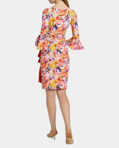 Chiara Boni La Petite Robe Triana Floral Stretch Bell-Sleeve Knee-Length Dress | Thumbnail 3 Chiara Boni La Petite Robe Triana Floral Stretch Bell-Sleeve Knee-Length Dress | Thumbnail 3