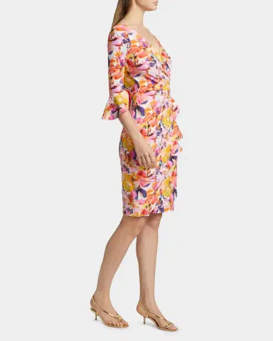 Chiara Boni La Petite Robe Triana Floral Stretch Bell-Sleeve Knee-Length Dress | Thumbnail 7 Chiara Boni La Petite Robe Triana Floral Stretch Bell-Sleeve Knee-Length Dress | Thumbnail 7