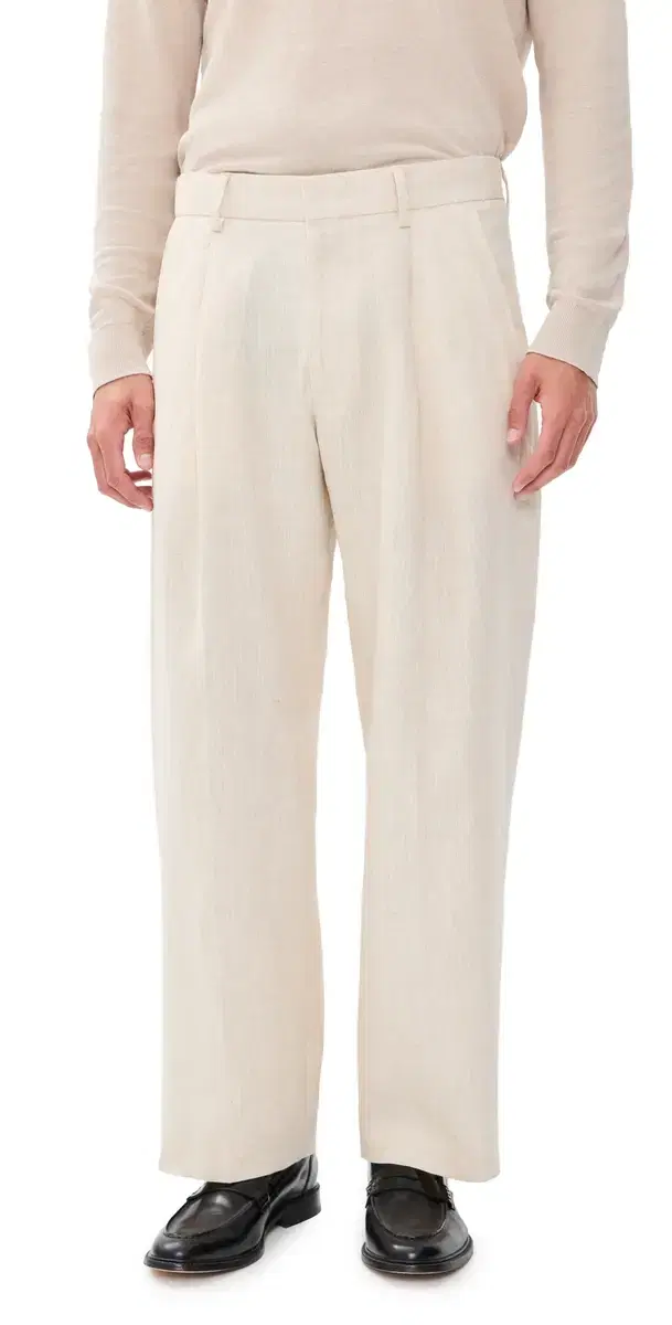 Kay Linen Relaxed Pleated Trousers Oat