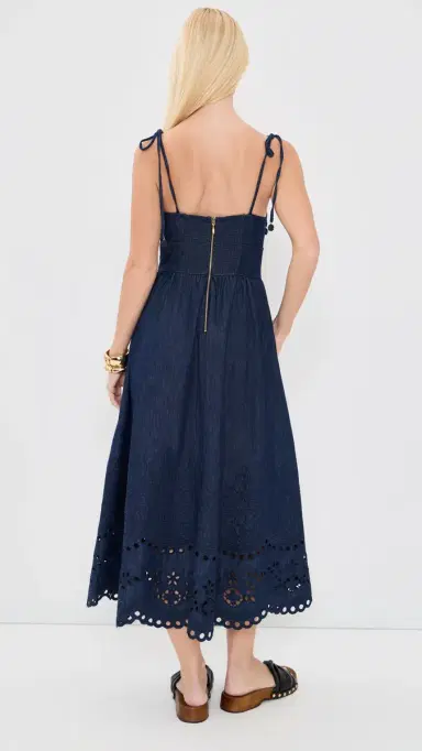 Zimmermann Mahon Broderie Denim Midi Dress Ink | Thumbnail 3
